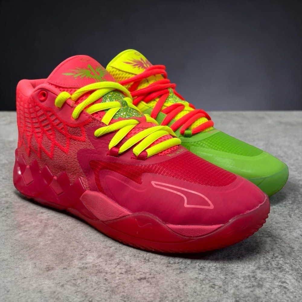 Puma MB.01 Rick and Morty Mens Size 9 Red Green Mismatched Basketball 376682-01